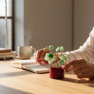 Mini Green Aventurine Gemstone Tree Bonsai Decor Crystal Healing Feng Shui